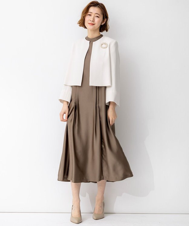 23区 【APPLAUDIR】クリアジョーゼット コンパクトタックジャケット シャンパン系