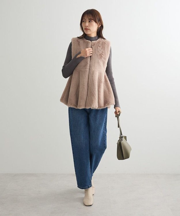 Green Parks ・ＥＬＥＮＣＡＲＥ　ＤＵＥペプラムフェイクファーベス Mocha