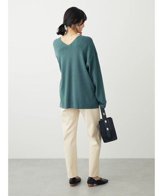 Green Parks 洗える　ミラノリブ編みニットプルオーバー Blue Green