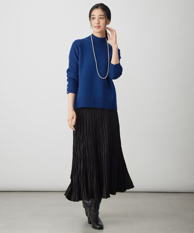 J.PRESS LADIES ライトマイクロスエード プリーツ スカート ブラック系