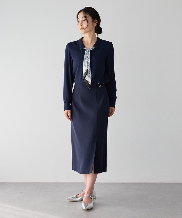 YECCA VECCA サイドベルトナロースカート Navy