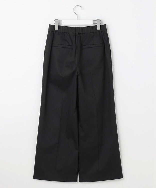 自由区 S 【UVカット・接触冷感・洗える】コットンサテンクロップド丈ワイドストレート パンツ ブラック