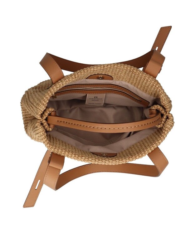 INTER-CHAUSSURES 【LORISTELLA】ラフィアデイリー トートバッグレザーハンドル ベージュコンビ