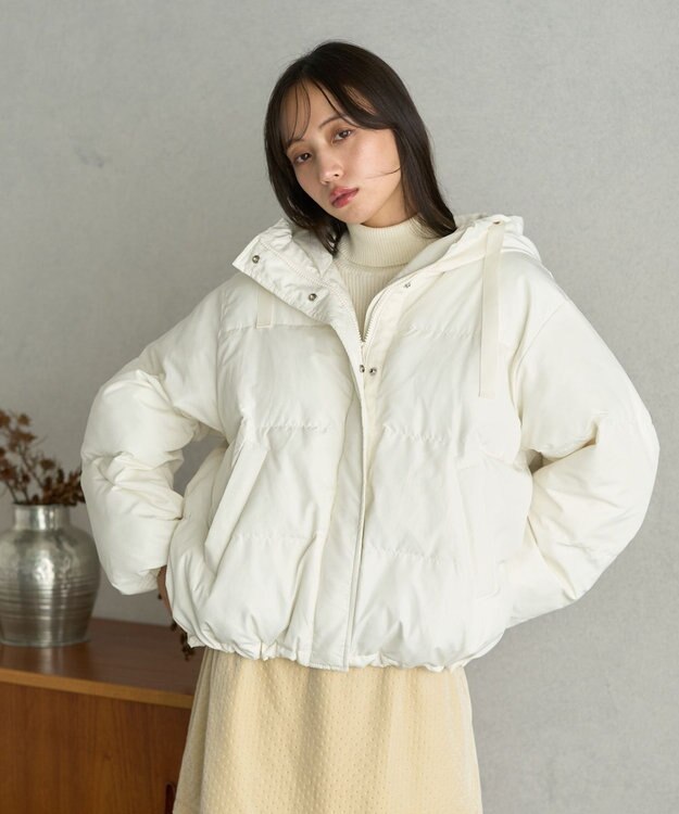 earth music&ecology フーディーパファーブルゾン アイボリー