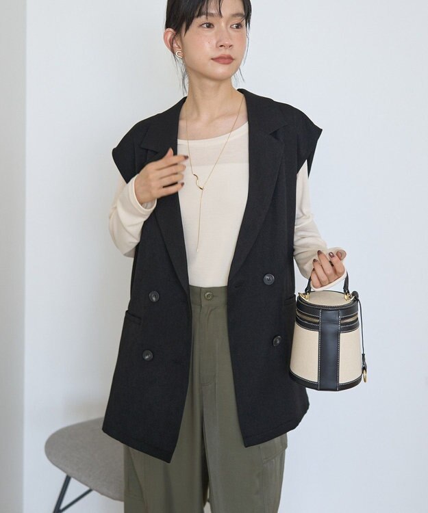 AMERICAN HOLIC テーラードミドル丈ジレ Black