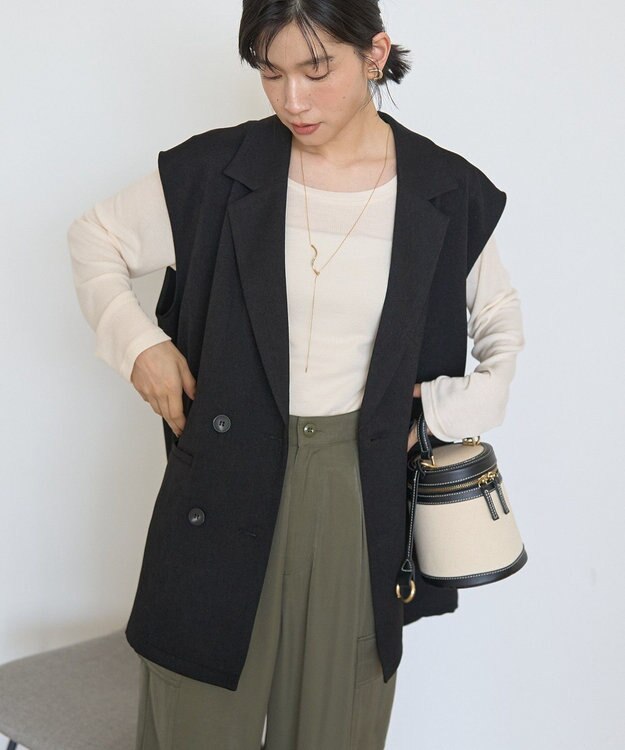 AMERICAN HOLIC テーラードミドル丈ジレ Black