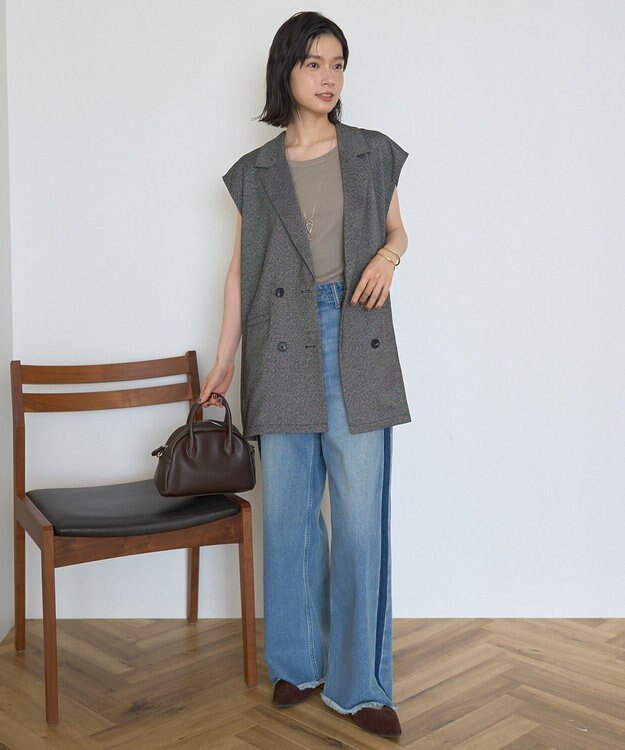 AMERICAN HOLIC テーラードミドル丈ジレ Mix