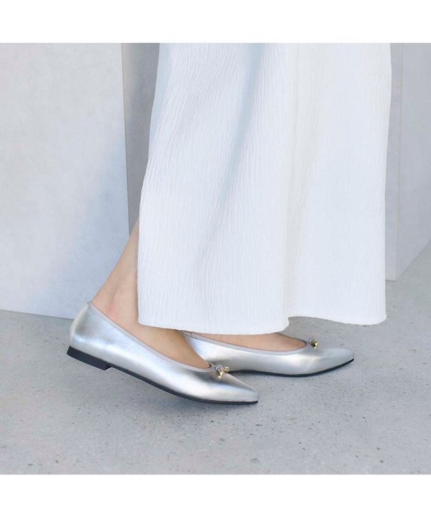 MODE ET JACOMO <carino>【レイン対応】中敷きデザインバレエシューズ シルバー