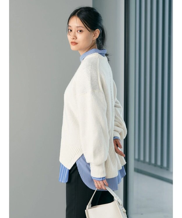 AMERICAN HOLIC サイドスリット袖ボリュームニットプルオーバー Ivory