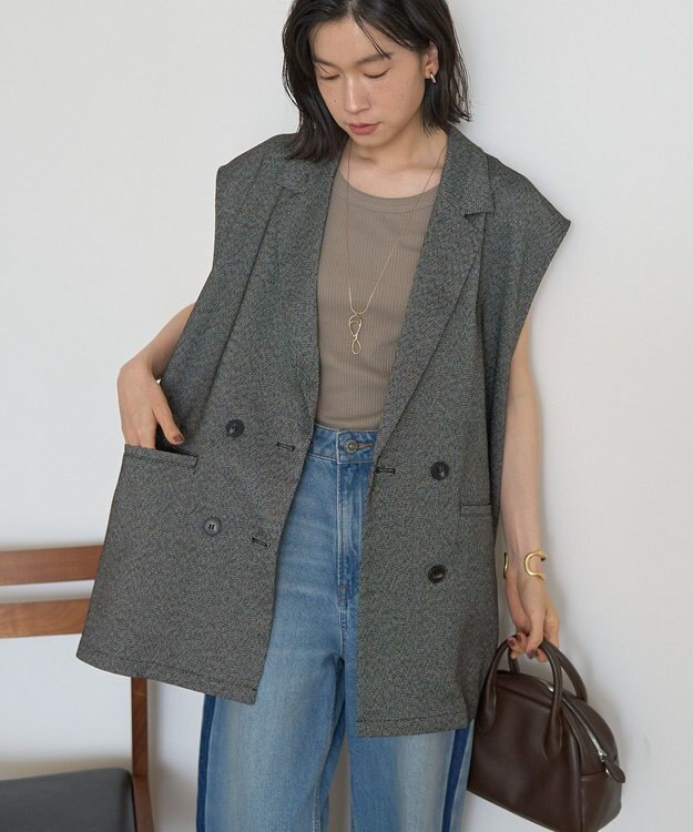 AMERICAN HOLIC テーラードミドル丈ジレ Mix