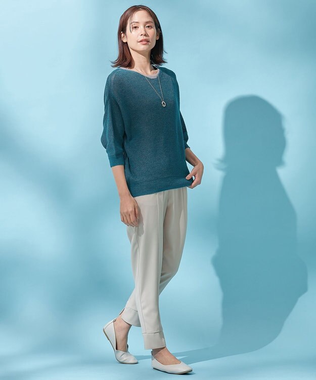 ANY 【洗濯機可能】ドライタッチニットプルオーバー グリーン