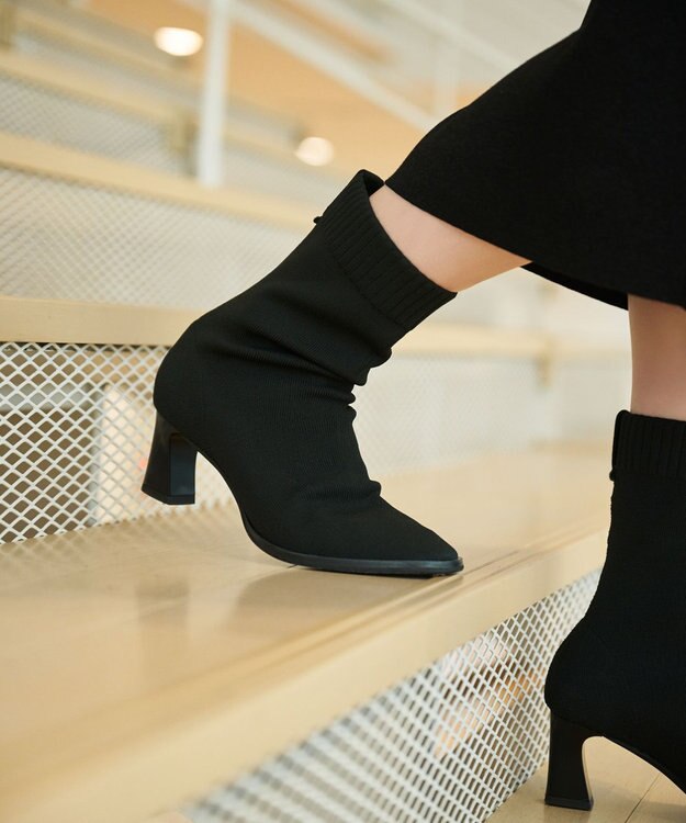 steppi 【洗える】撥水 ストレッチブーツ ブラック