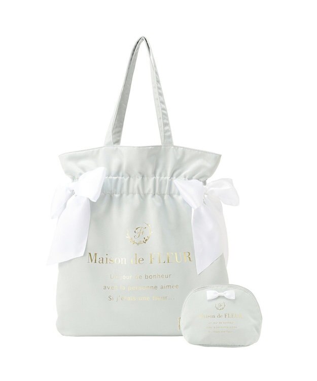 Maison de FLEUR 《セット商品》ダブルリボンギャザートート・ポーチ Mint
