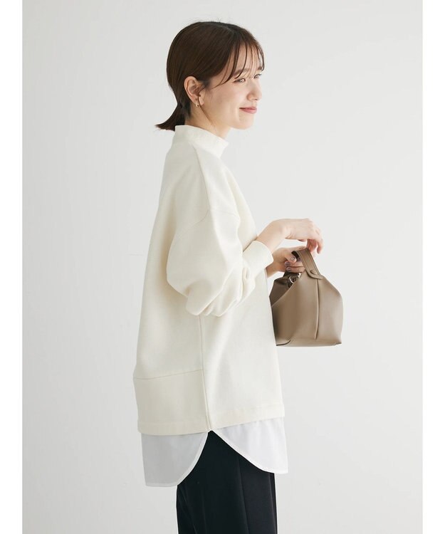 Green Parks 裏起毛ドッキングチュニック Off White