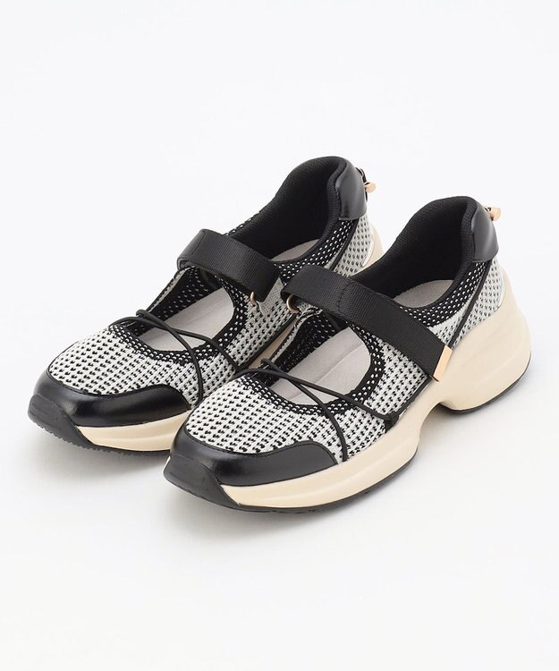 steppi ボリュームソール メリージェーン スニーカー ブラック×ホワイト