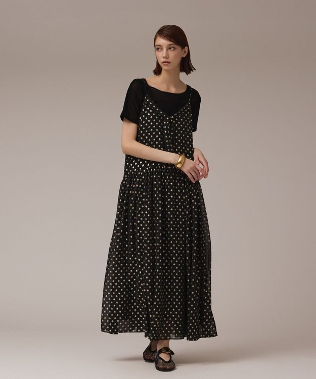 GRACE CONTINENTAL フォイルドットキャミワンピース ブラック