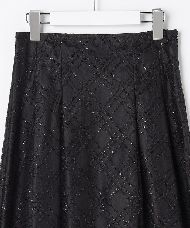 Feroux きらめきチェックフレア スカート ブラック系