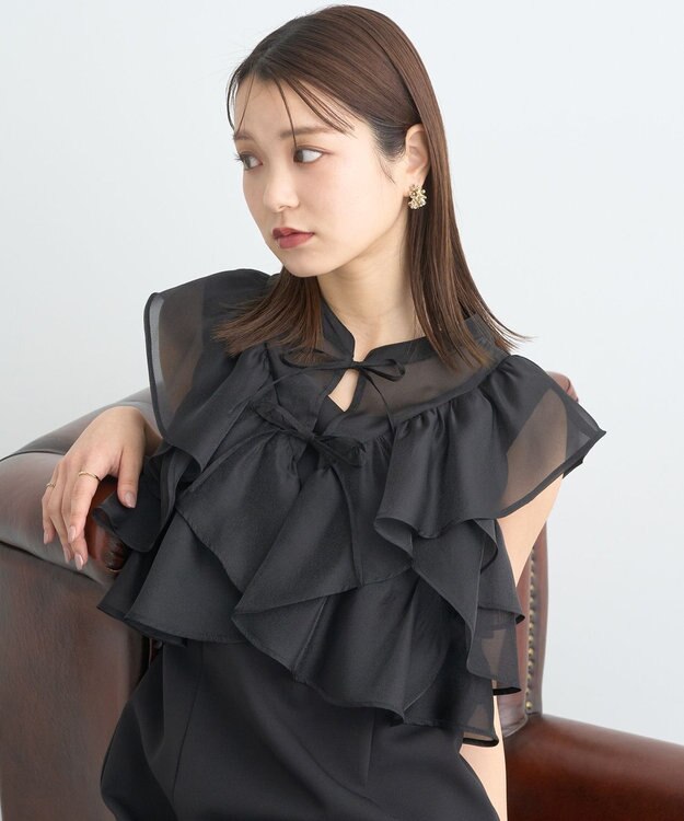 earth music&ecology SET2点フリルボレロ＋ナローワンピース ブラック