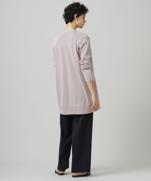 ICB 【洗える】 ウールアセテートハイゲージ カーディガン ヘイズピンク系