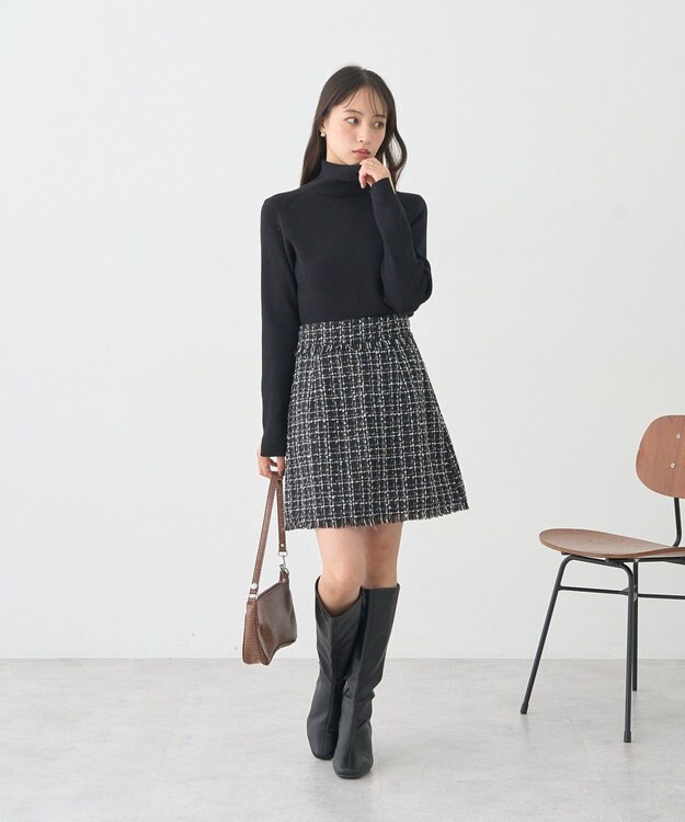 earth music&ecology 【イージーケア】【洗濯機洗い可】レンチング(TM)エコヴェロ(TM)(リブタートル) Black