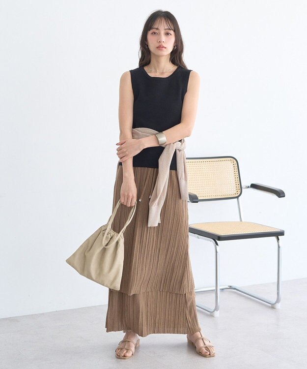 earth music&ecology プリーツレイヤードライクスカート Brown
