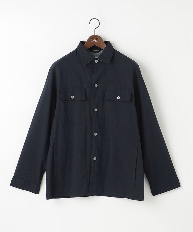 JOSEPH ABBOUD 【キングサイズ・オーガニックコットン】ドライサッカー ブルゾン ネイビー系