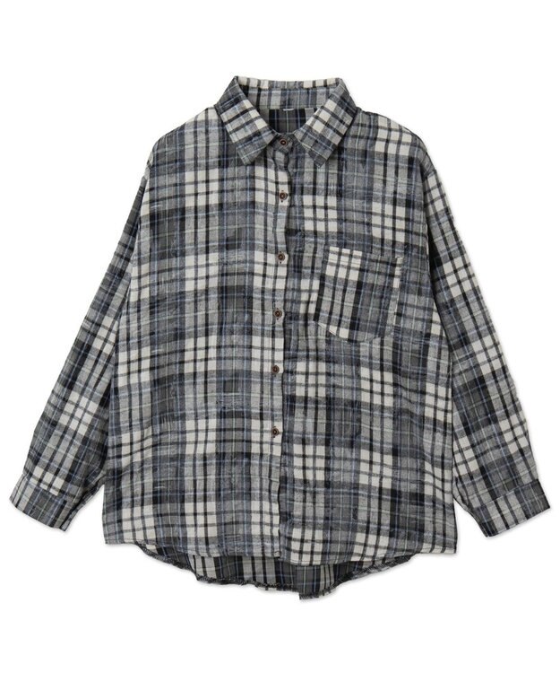 WEGO オーバーサイズチェックネルシャツ ネイビー