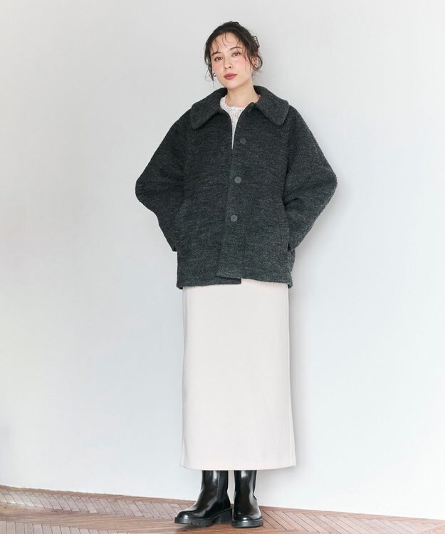 #Newans 【昨年即完売コート新色追加！】プードルコクーンコート チャコール