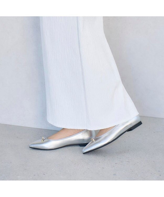 MODE ET JACOMO <carino>【レイン対応】中敷きデザインバレエシューズ シルバー