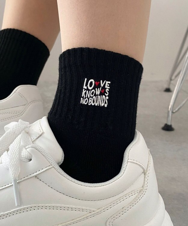 WEGO デザインロゴ刺繍アンクル底パイルソックス 柄8