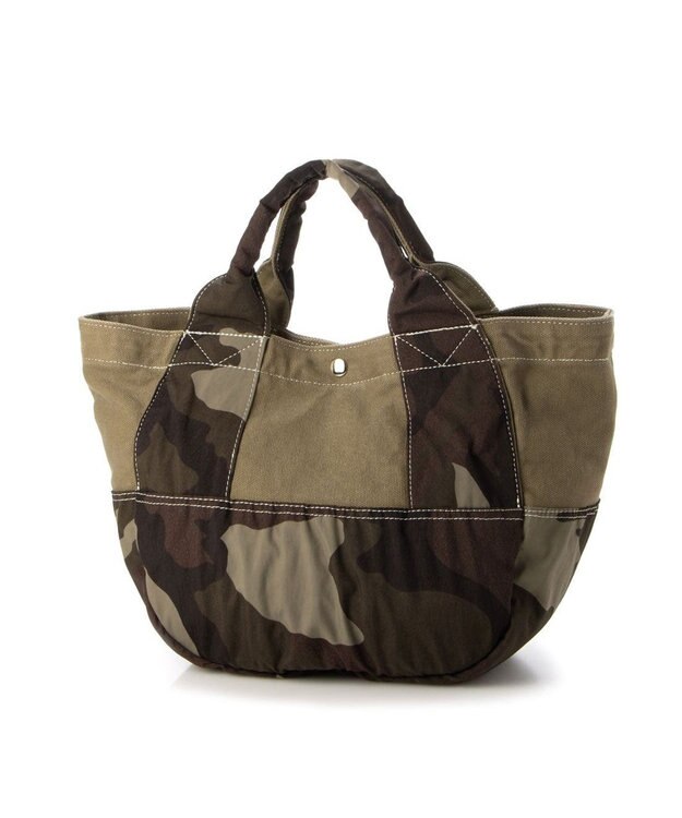 UNBILLION cachecache 製品洗いキャンバス×ナイロントートL カモフラカーキ