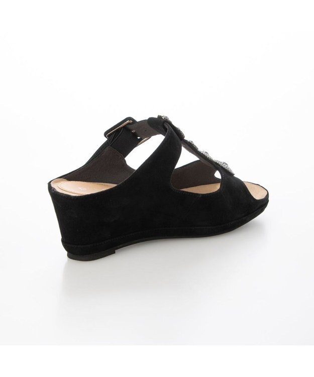 MODE ET JACOMO <D'ICI>ビジューモチーフTストラップサンダル ブラックスエード