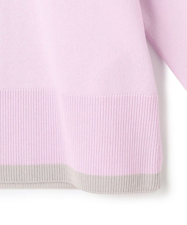 UNFILO マイビューティニット バイカラー カーディガン ライラック×グレージュ