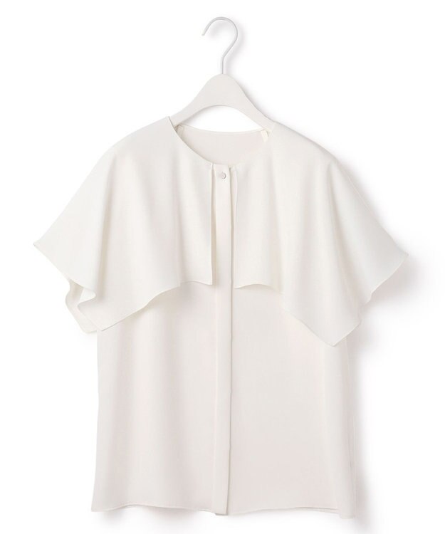 ICB L 【UVカット・接触冷感・防シワ・洗える】エステルダブルクロス ハンカチーフスリーブブラウス オフホワイト系