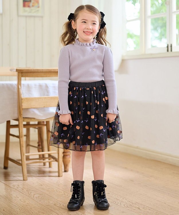 ANY KIDS 首フリルしあわせタッチニット サックスブルー