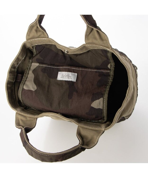 UNBILLION cachecache 製品洗いキャンバス×ナイロントートL カモフラカーキ