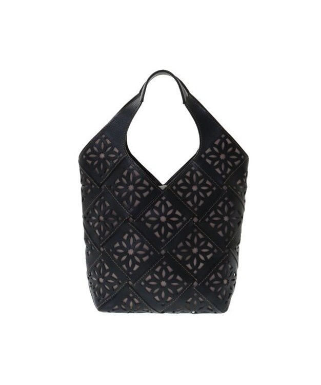 genten サステナブルカットワーク トートバッグ（大） クロ