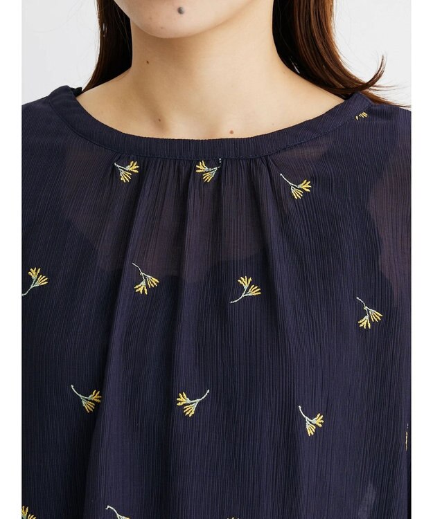 Green Parks シアー刺繍ブラウス Dark Navy