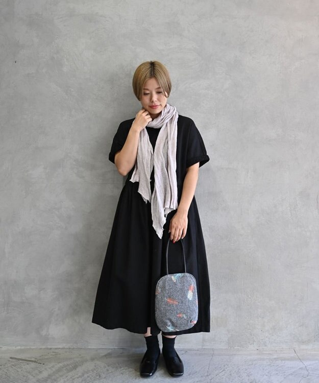 AND WOOL 〈上質な素材と手仕事から生まれた優しいニット〉シルクリネンのストール グレーパープル