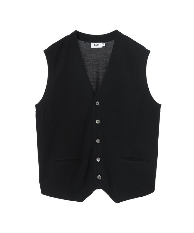 DAKS スーパーファインメリノ コンビネーションニットベスト ブラック