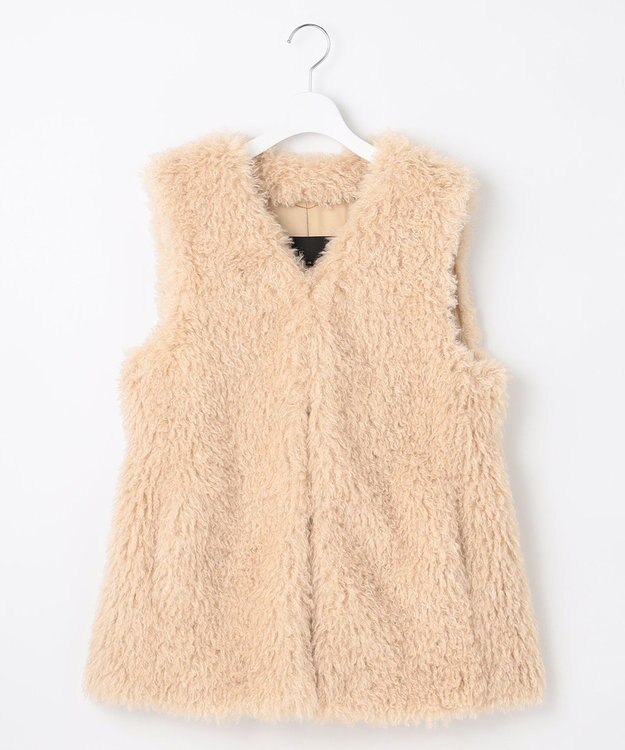 自由区 S 【カタログ掲載・Premium Collection】エコカシミヤファー ジレ シャンパンベージュ