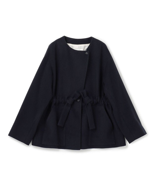 BEIGE， LABBOCK / ウール混2WAYショートコート Navy