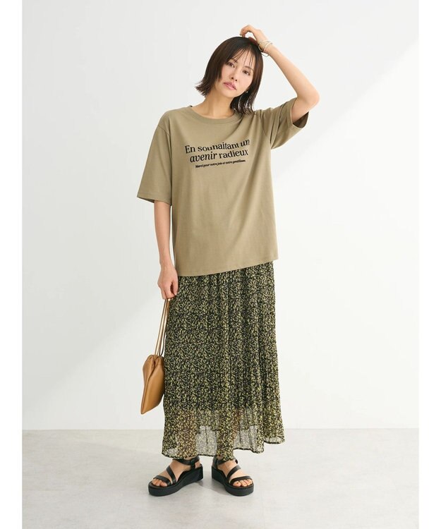 Green Parks ５分袖フロッキーロゴプリントＴＥＥ Khaki