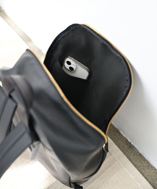 Hekhèr Le Style de Vie 【日本製 / A4サイズ対応/汚れにくい】PUコットンキャンバス リュックサック ブラック