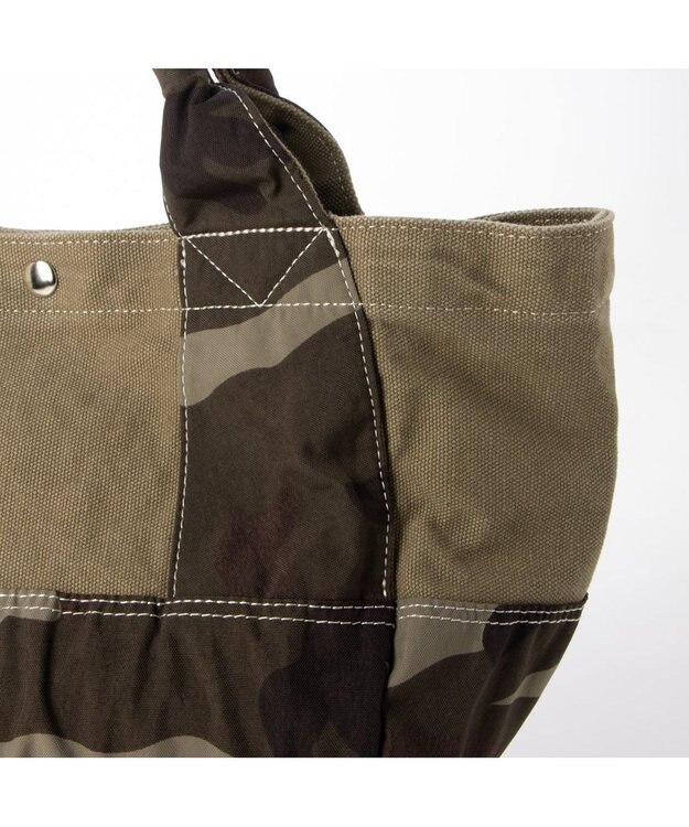 UNBILLION cachecache 製品洗いキャンバス×ナイロントートL カモフラカーキ