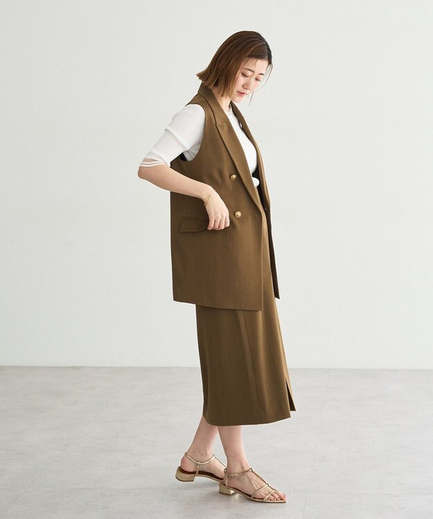 YECCA VECCA ドライタッチ金釦テーラードジレ Brown