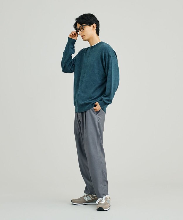 J.PRESS YORK STREET 【UNISEX】ANTI PILLING WOOL クルーネックニット ダルブルー系