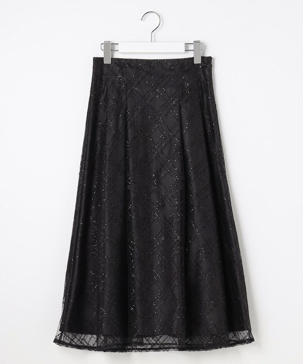 Feroux きらめきチェックフレア スカート ブラック系