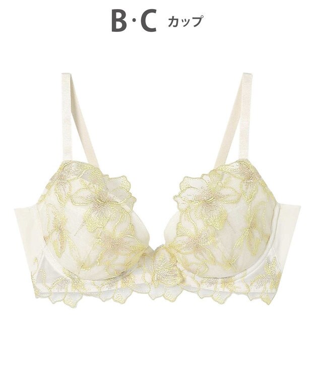 AMPHI ブラジャー 自然なまるみのあるバストシルエット 背中の段差ができにくい整える機能のブラ 【ふわふわブラ】 ブラ BYJ380 アンフィ／ワコール イエロー