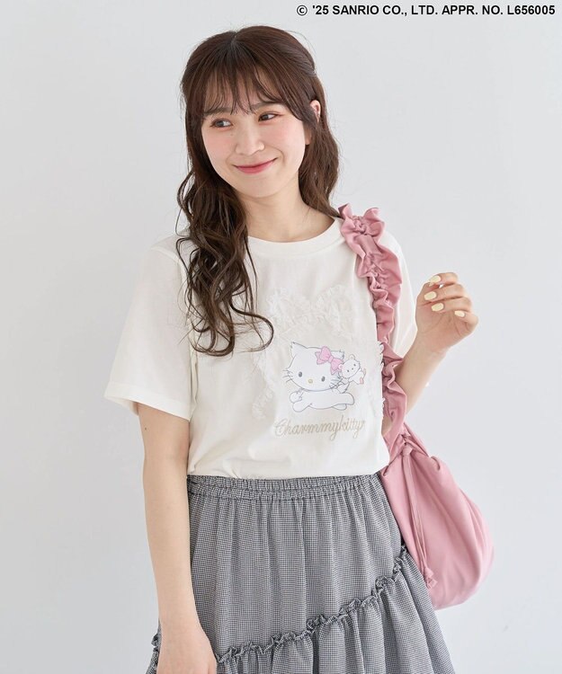 Green Parks チャーミーキティ/レースリボンプリントTシャツ White